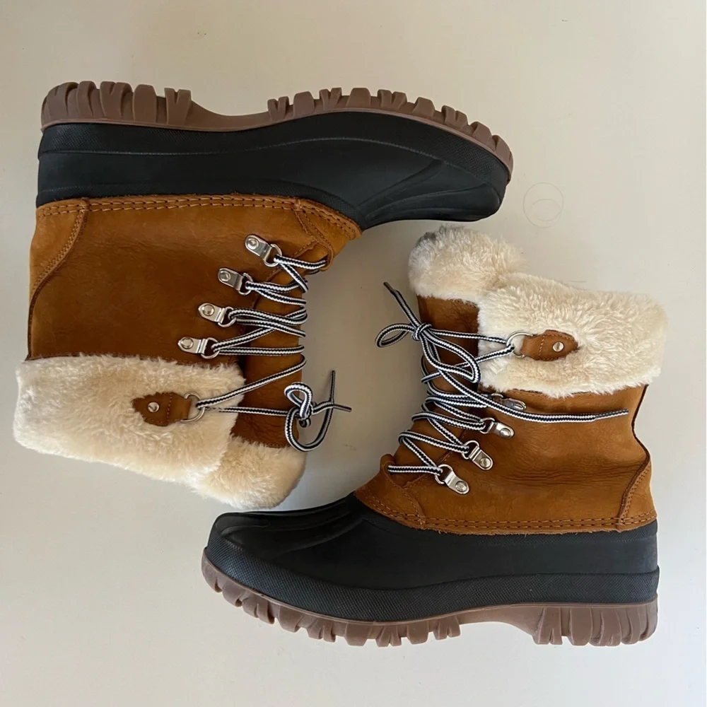J.Crew Perfect Winter Boots with Sherpa in Pecan Camel, size 10M